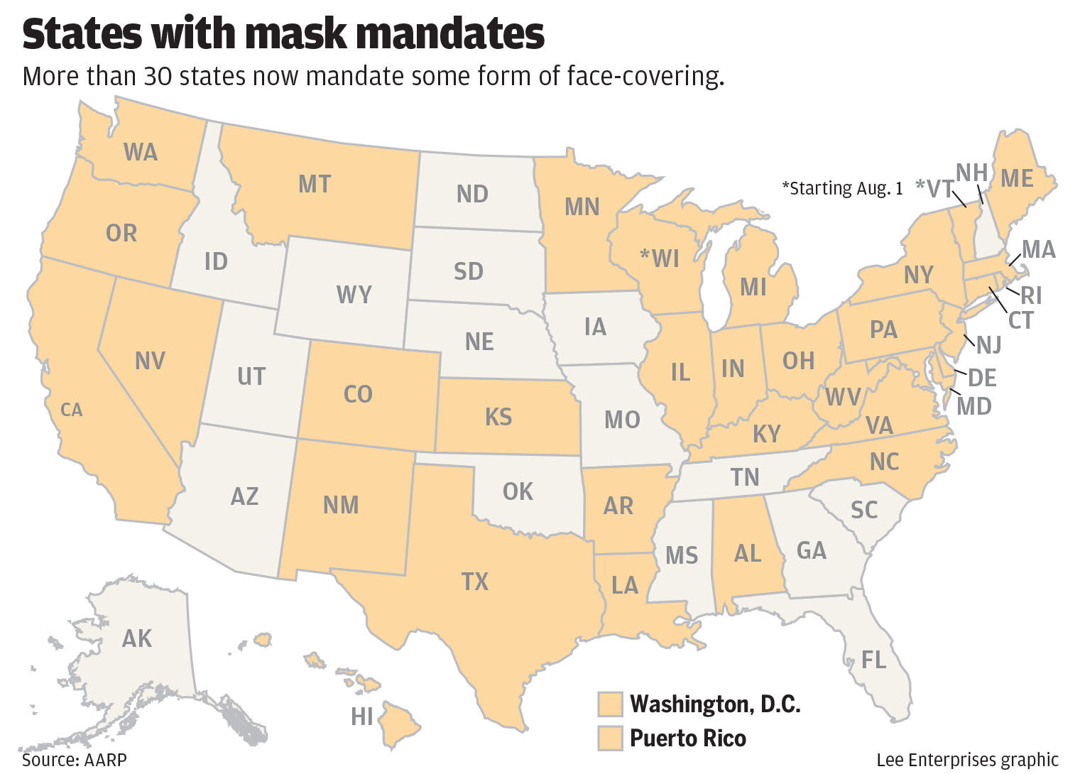 States with mask mandates